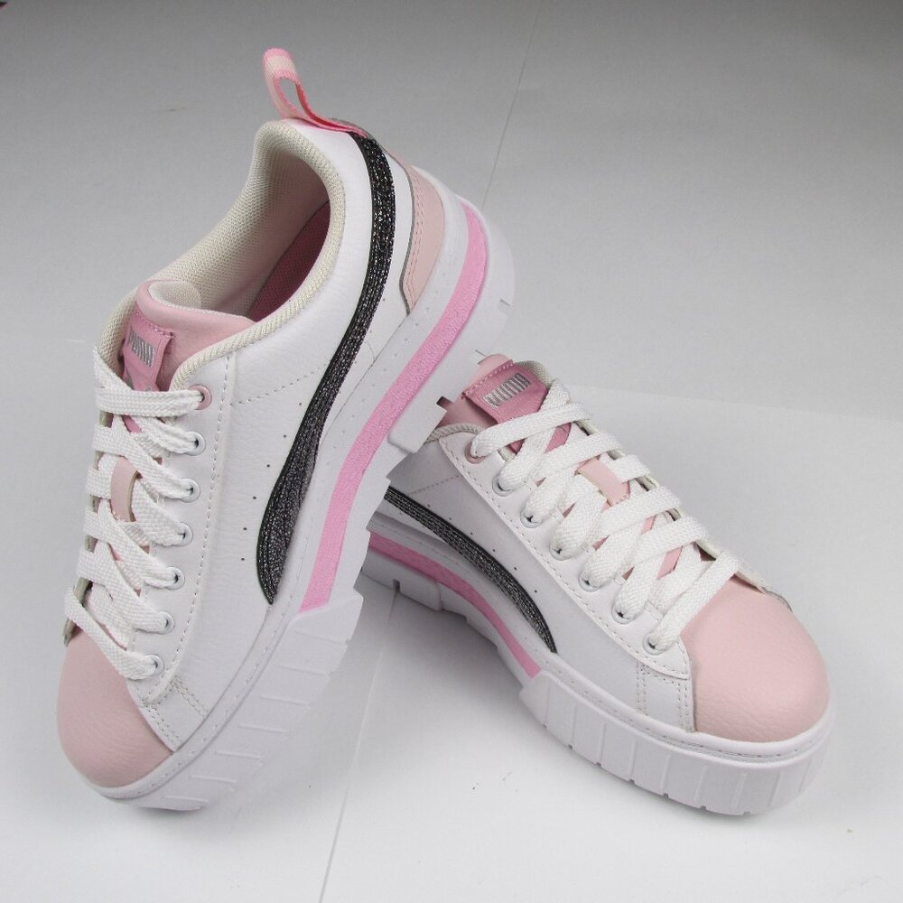 PUMA Mayze White Pink Black Sparkle Platform Sneakers Size 5.5C 38576801